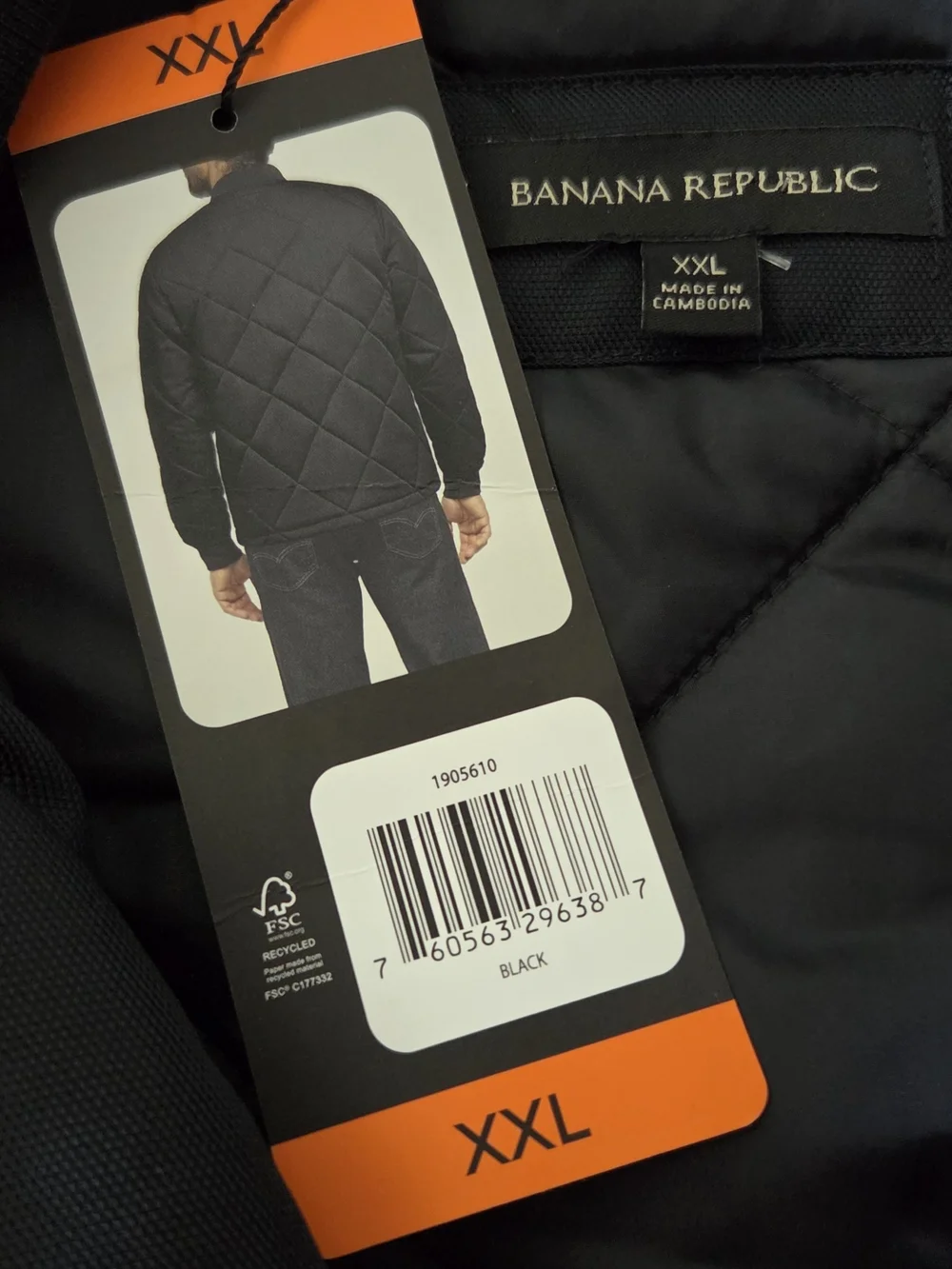 Banana Republic Men's Quilted Bomber Jacket NWT Black XXL Insulated Full Zip